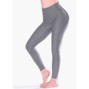 Women's High Waist Butt Yoga Pants Lifting Leggings Scrunch Ruched Size L Gray